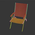 Orange Leisure Chair with Striped Backrest and Armrests for Modern Indoor Outdoor Relaxation