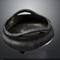 Vintage Handcrafted Decorative Metal Bowl With Double Handles And Pedestal Base For Home Decor