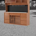 Wooden Sideboard with Storage Drawers Cabinet Doors and Black Pegboard Countertop