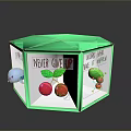 Green Hexagonal Box With Transparent Panels Never Give Up Text Red Cherries Dreams Find A Way And Cartoon Characters