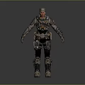 Futuristic Armored Warrior Character With Tactical Combat Gear And Protective Armor