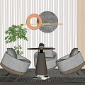 Modern leisure sofa combination negotiation table and chair combination 3d model