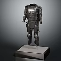 Black Tactical Body Armor With Shoulder And Leg Protection On Display Stand