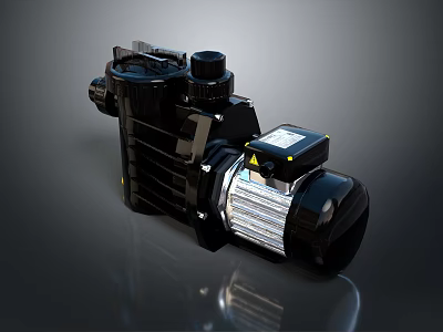 Black Industrial Pump With Electric Motor And Control Panel Unit 3d model