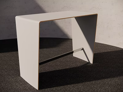 Modern White Reception Desk With Sleek Design And Minimalist Support Structure 3d model