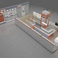Modern Retail Store Interior Design With Shelves Counter Lighting And Layout 3d model