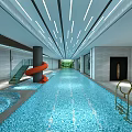 Modern indoor swimming pool 3d model