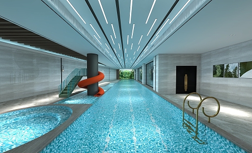 Modern indoor swimming pool 3d model