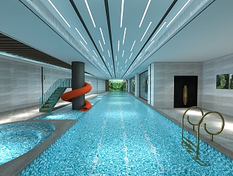 Modern indoor swimming pool 3d model