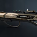 Futuristic Sci Fi Rifle Weapon With Mechanical Design Metallic Parts And Wooden Texture