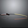 Modern Knife With Red And White Handle And Yellow Streamlined Blade