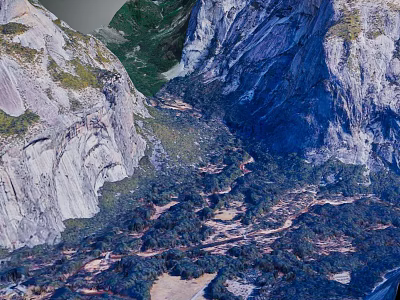 Natural Garden Landscape With Lush Greenery Winding Path And Mountain Scenery 3d model