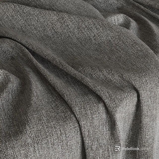 Elegant Gray Ceiling Drapery With Soft Pleats And Textured Fabric 3d model