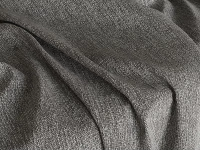 Elegant Gray Ceiling Drapery With Soft Pleats And Textured Fabric 3d model