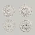White Decorative Ceiling Medallions With Ornate Patterns And Different Designs 3d model