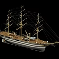 Classic Wooden Sailing Ship With Multiple Masts Rigging And Deck Details 3d model