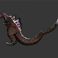 Game Movie Character 3D Model With Open Mouth Red Patterns And Dorsal Fins Design