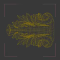 Intricate Yellow Decorative Carving Design With Curved Leaf Patterns And 3D Details