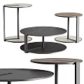 Modern Sofa Coffee Table Set with Round Tops Metal Frames and Various Materials 3d model