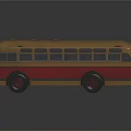 Vintage Yellow And Red Bus With Classic Exterior Design And Roof Details