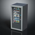 Gray Vending Machine With Transparent Door Displaying Various Inside Snacks And Drinks 3d model