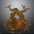 Modern Decorative Sculpture With Golden Tree Root Design And Circular Base