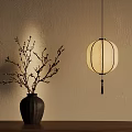 Minimalist Interior Decor With Dark Vase Dried Branches And Lantern Pendant Light