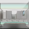 Modern Public Restroom Interior With Wooden Stalls Urinals And Gray Floor