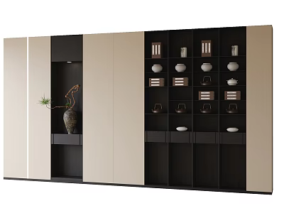 Modern Minimalist Bookcase With Open Shelves And Closed Cabinets For Home Interior 3d model