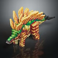 Toy Building Blocks Constructed Dinosaur With Yellow Spiny Back And Green Accents