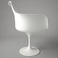 Modern White Chair and Table Set with Red Cushions and Pedestal Base