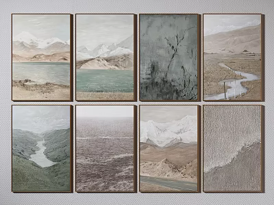 Eight Traditional Landscape Paintings With Mountains Rivers And Natural Scenery 3d model