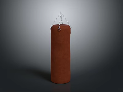 Brown Hanging Punching Bag Training Equipment With Chain And Leather Surface 3d model