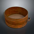 Rustic Wooden Bucket For Food Storage With Vintage Design And Handles