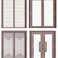 Traditional And Modern Sliding Doors With Various Decorative Patterns And Frames 3d model