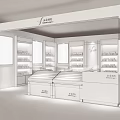 PATEVA Specialty Store Interior Design With White Display Cabinets Shelves And Counter