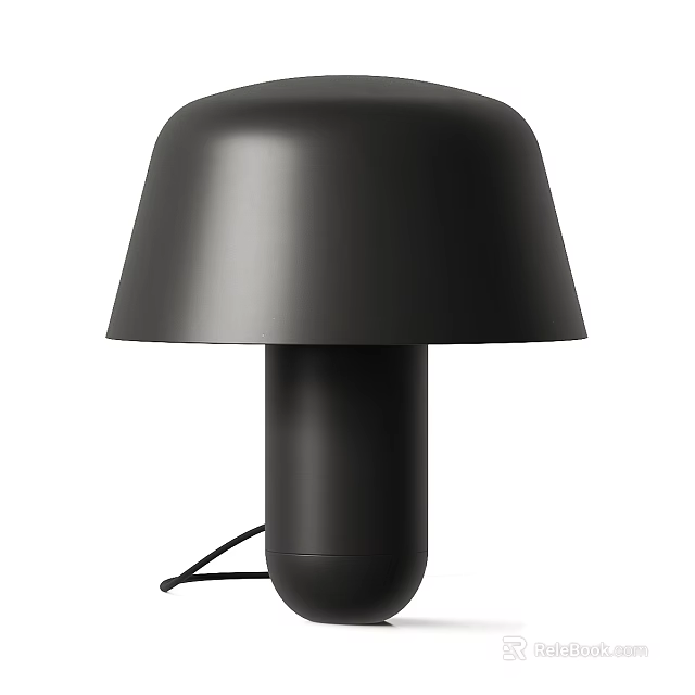 Modern Black Mushroom Shaped Table Lamp with Dome Shade and Cylindrical Base 3d model