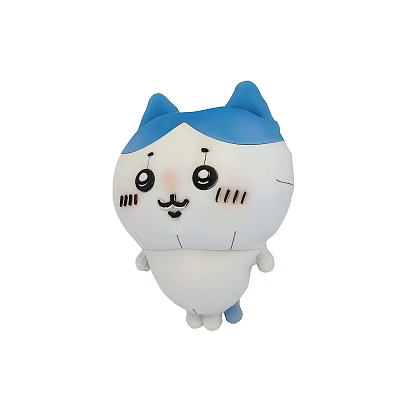 Cute Blue And White Cartoon Cat Plush Toy For Kids Daily Life Decoration 3d model