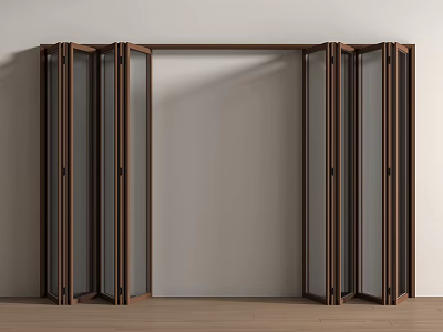 Sleek Modern Folding Door With Glass Panels And Wooden Frame For Space Saving Interior 3d model