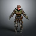Woman As 3D Model In Military Uniform With Tactical Gear And Metal Green Armor