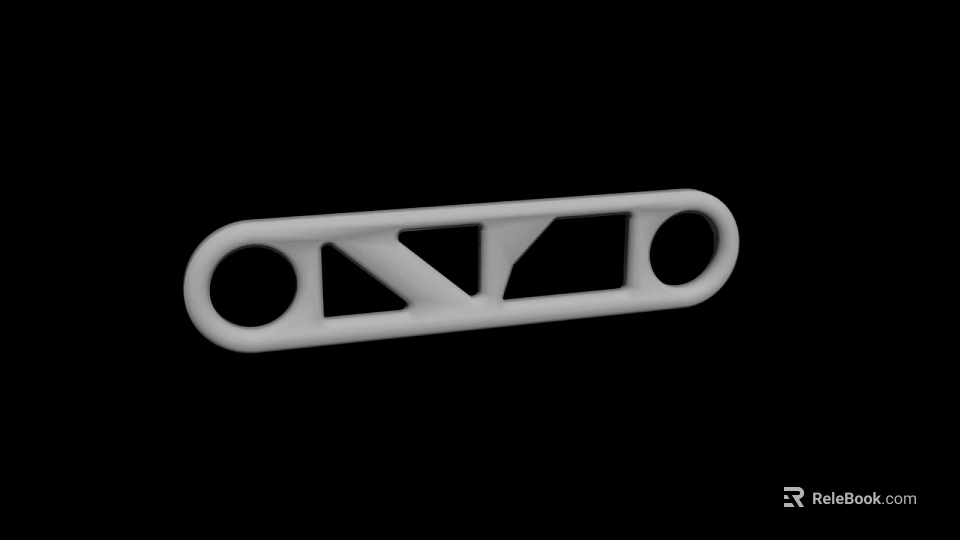 White Long Strip Object With Hollow Design Circular Holes And Geometric Shapes On Black Background 3d model 