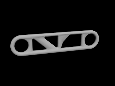 White Long Strip Object With Hollow Design Circular Holes And Geometric Shapes On Black Background 3d model