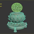 Turquoise Decorative Furniture Piece With Hollow Sphere And Lotus Shaped Base
