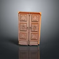 Wooden Double Doors With Intricate Carved Patterns For Vintage Home Entrance