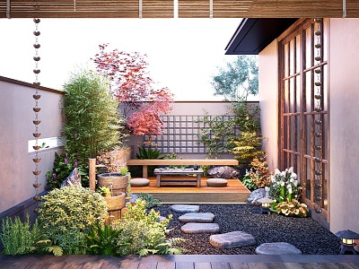 Zen Courtyard Landscape Garden Landscape Stone Landscape Landscaping Sketches Flowers and Plants model