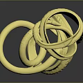 Decorative Golden Intertwined Metal Rings With Textured Surfaces And Shiny Finish