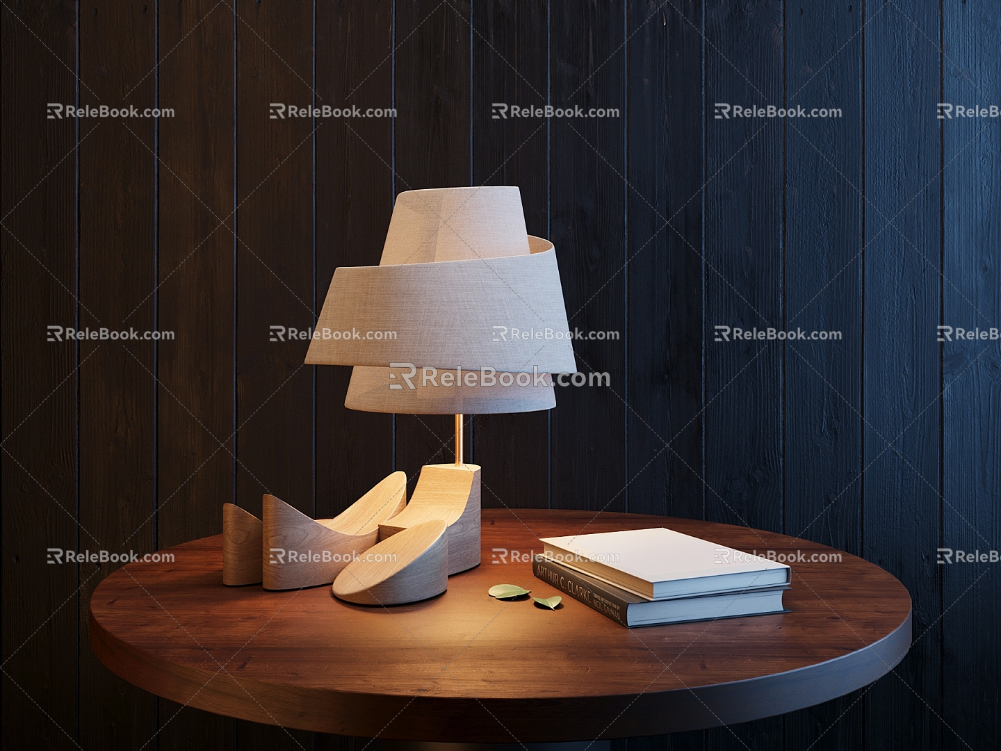 Quiet cloth lampshade table lamp book ornaments 3d model