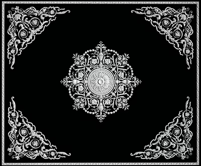Ornate Vintage Ceiling Design With Central And Corner Intricate Patterns 3d model