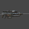 Futuristic Tactical Rifle With Advanced Scope Green Display And Detailed Barrel Stock Design
