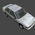 Classic White Two Door Car With Black Stripes And Alloy Wheels